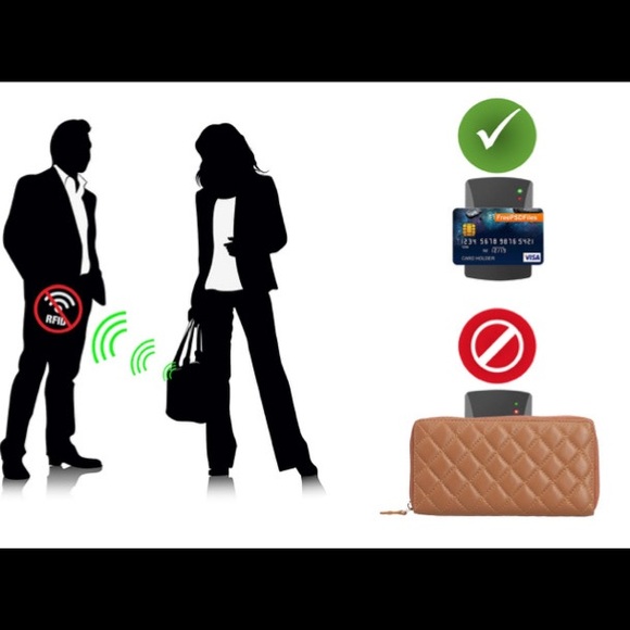 Designer Inspired RFID Genuine Leather Quilted Zip Around Clutch Wallet Cognac - Picture 4 of 11